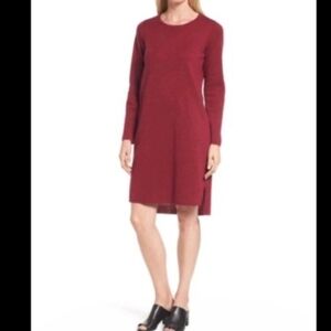 EILEEN FISHER merino wool burgundy long sweater dress S